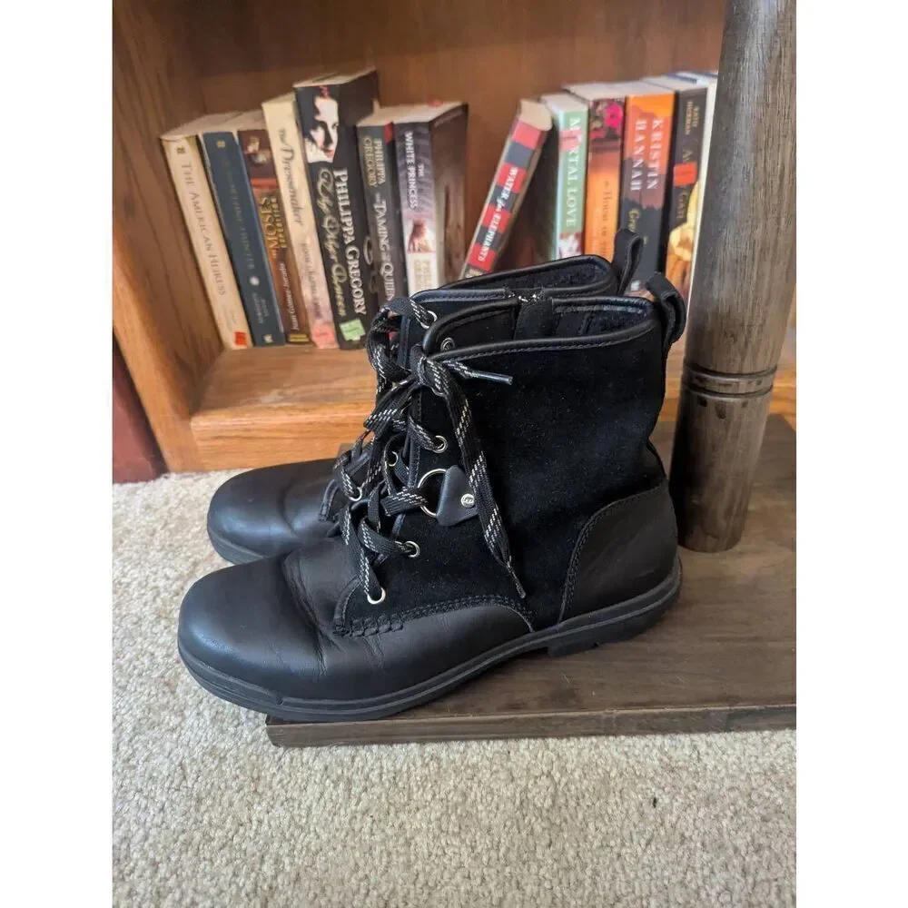 Ugg Womens Size 10 Hapsburg Hiker Black Waterproof Leather Suede Duck Rain Boots